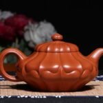 宜兴紫砂壶丨合菱壶_泥料：大红袍_容量：320cc
