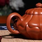 宜兴紫砂壶丨合菱壶_泥料：大红袍_容量：320cc