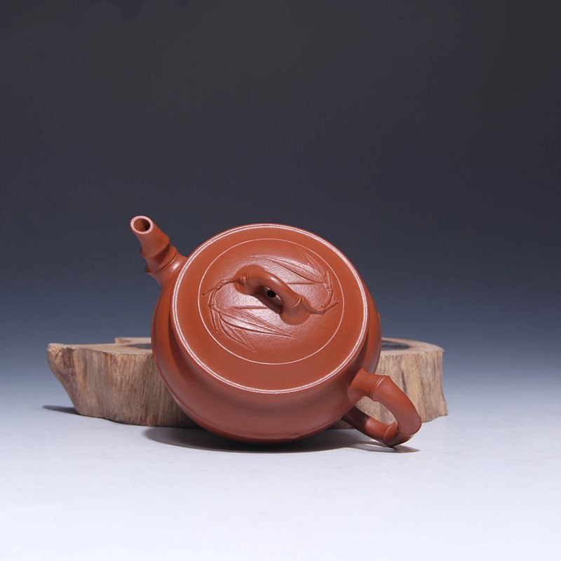 宜兴紫砂壶丨大口线竹_泥料：朱泥_容量：180cc