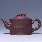宜兴紫砂壶丨竹段壶_泥料：紫泥_容量：350cc