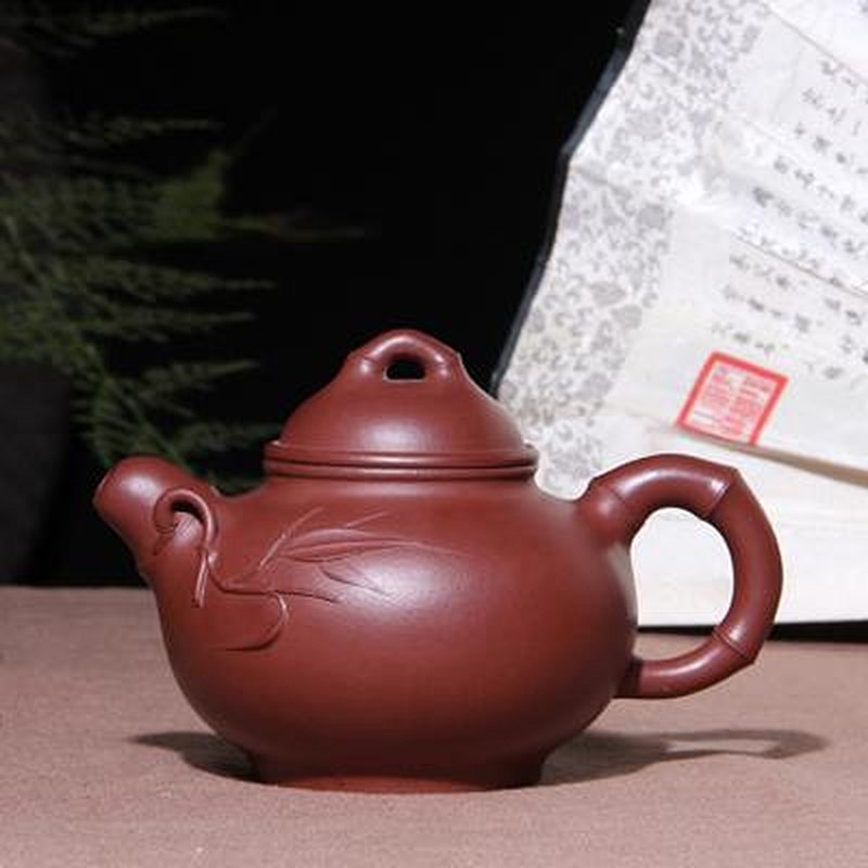 宜兴紫砂壶 | 竹福_泥料：紫泥_容量：330cc