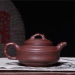 宜兴紫砂壶 | 双线竹鼓_泥料：紫泥_容量：330cc