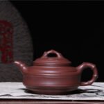 宜兴紫砂壶 | 双线竹鼓_泥料：紫泥_容量：330cc