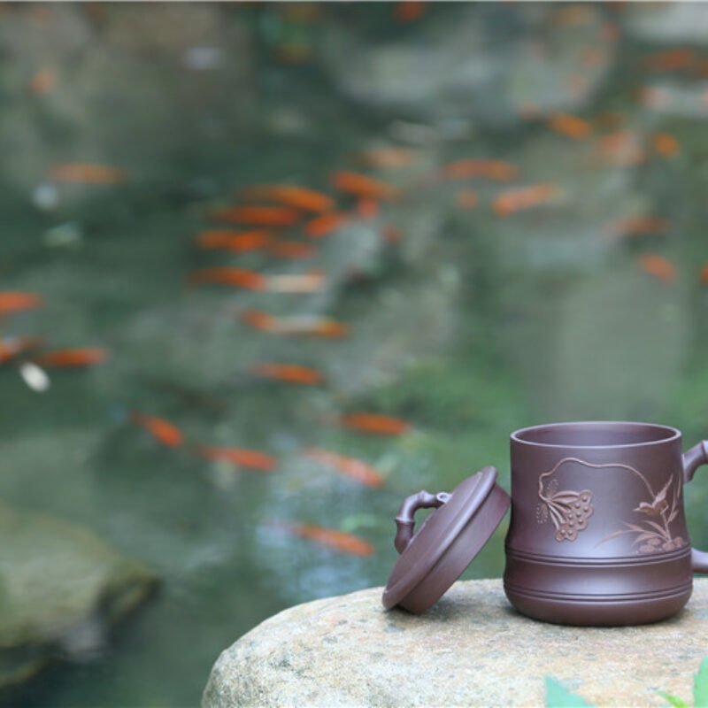 宜兴紫砂杯 | 春意杯_泥料：紫泥_容量：530cc