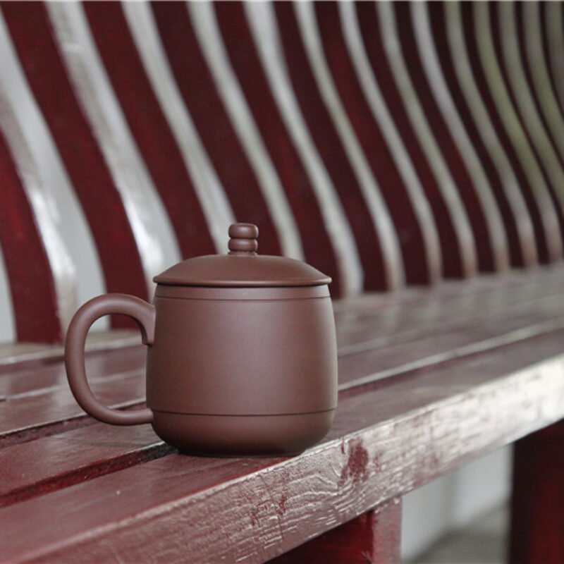 宜兴紫砂杯 | 立帽杯_泥料：紫泥_容量：360cc