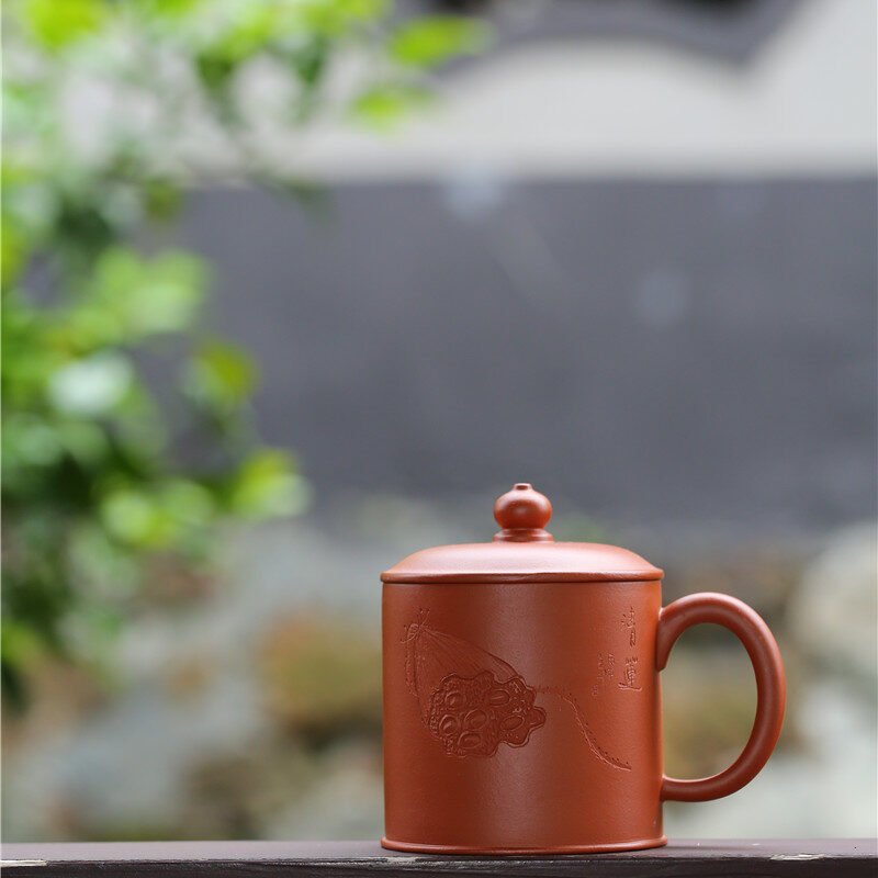 宜兴紫砂杯 | 紫砂盖杯_泥料：朱泥_容量：520cc