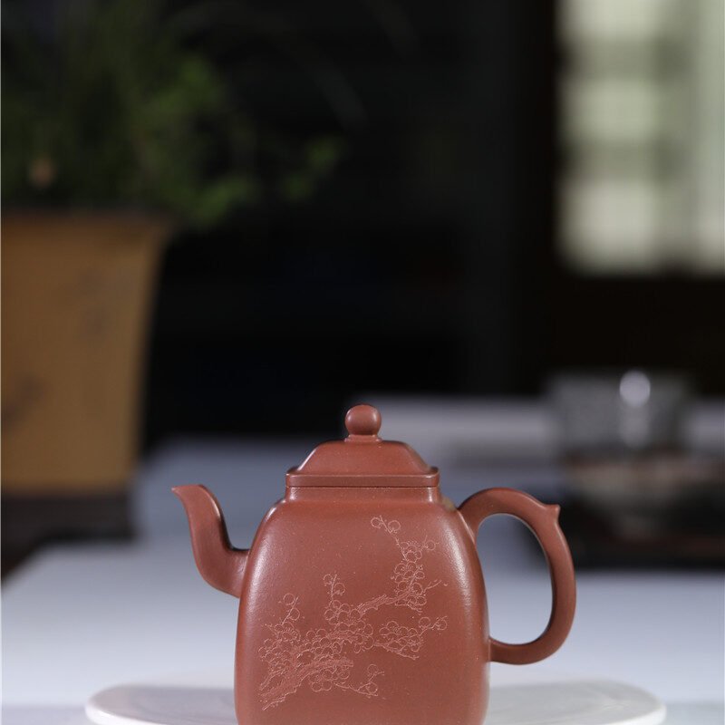 宜兴紫砂壶 | 四方汉韵_泥料：紫泥_容量：350cc