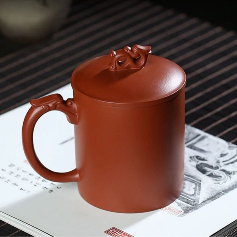 宜兴紫砂杯 | 龙行天下杯_泥料：大红袍_容量：460cc