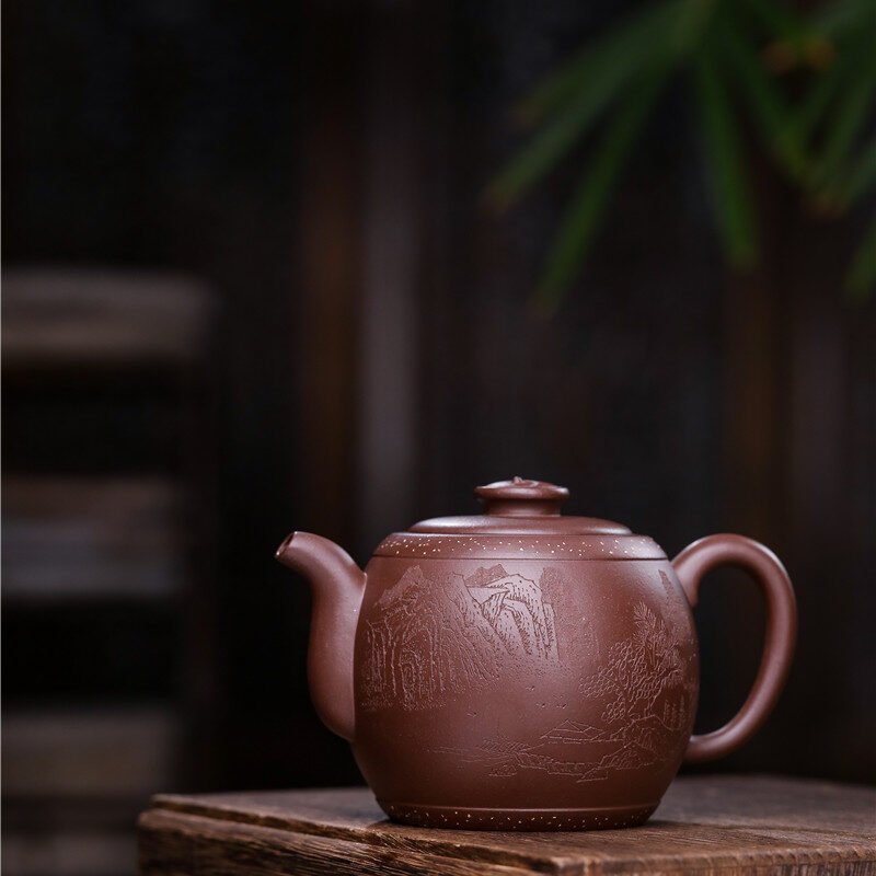 宜兴紫砂壶 | 鼓韵_泥料：紫泥_容量：360cc