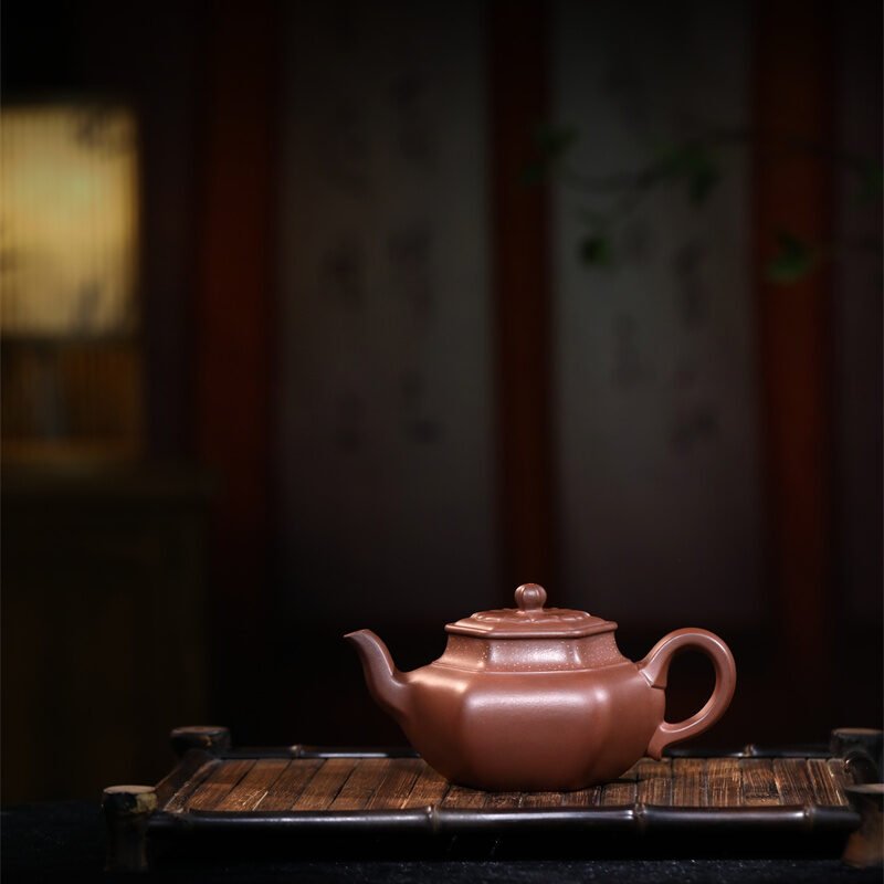 宜兴紫砂壶 I 六方花蕾_泥料：紫泥_容量：300cc